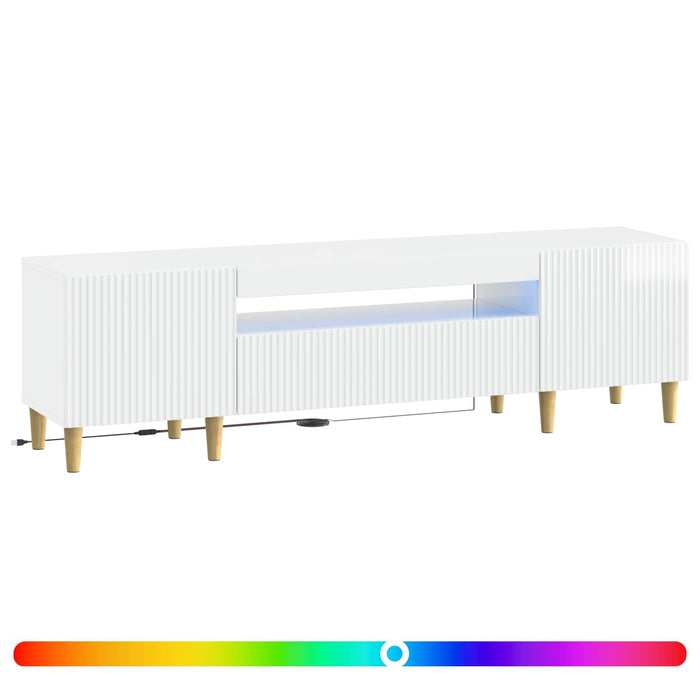 Cabinet TV cu LED Alb foarte lucios Lemn prelucrat WALTI