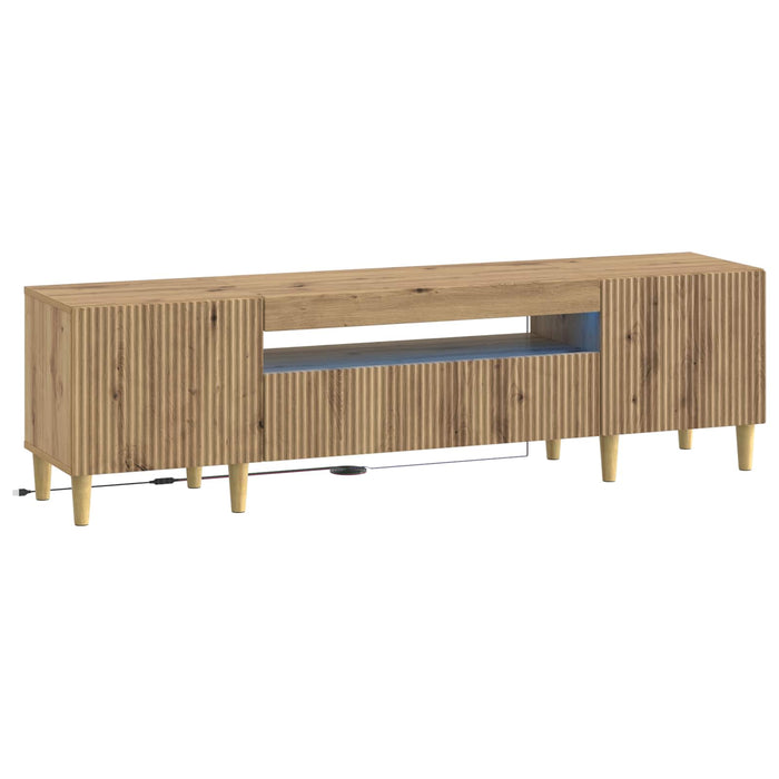 Cabinet TV cu LED Stejar Artizanal Lemn prelucrat WALTI