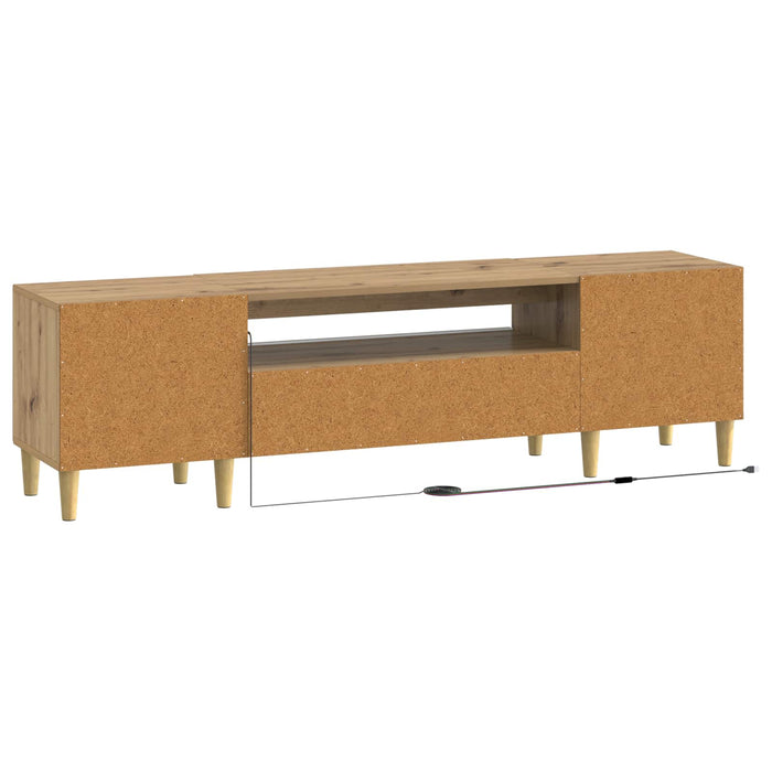 Cabinet TV cu LED Stejar Artizanal Lemn prelucrat WALTI