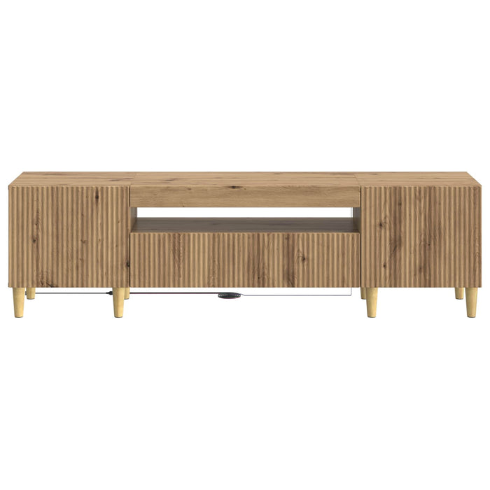 Cabinet TV cu LED Stejar Artizanal Lemn prelucrat WALTI