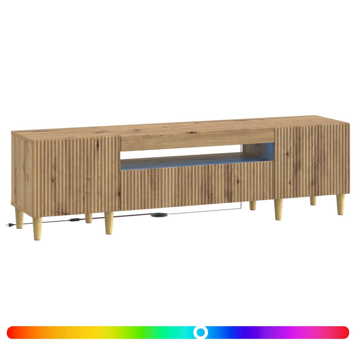 Cabinet TV cu LED Stejar Artizanal Lemn prelucrat WALTI