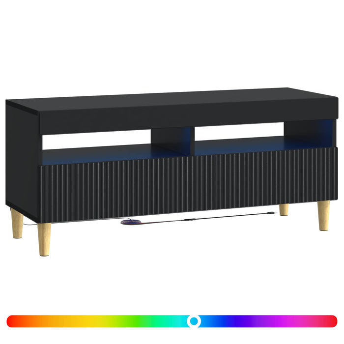 Cabinet TV cu LED Negru Lemn prelucrat WALTI