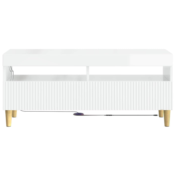 Cabinet TV cu LED Alb foarte lucios Lemn prelucrat WALTI