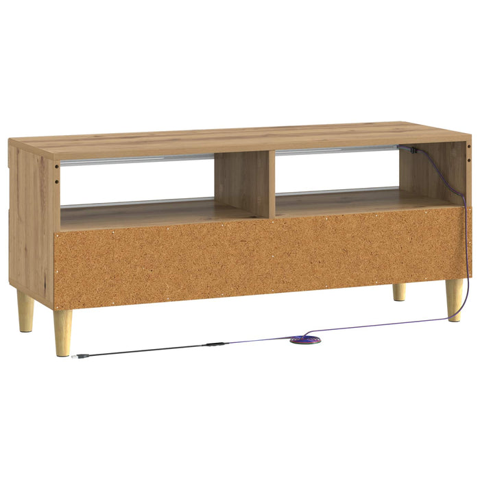 Cabinet TV cu LED Stejar Artizanal Lemn prelucrat WALTI