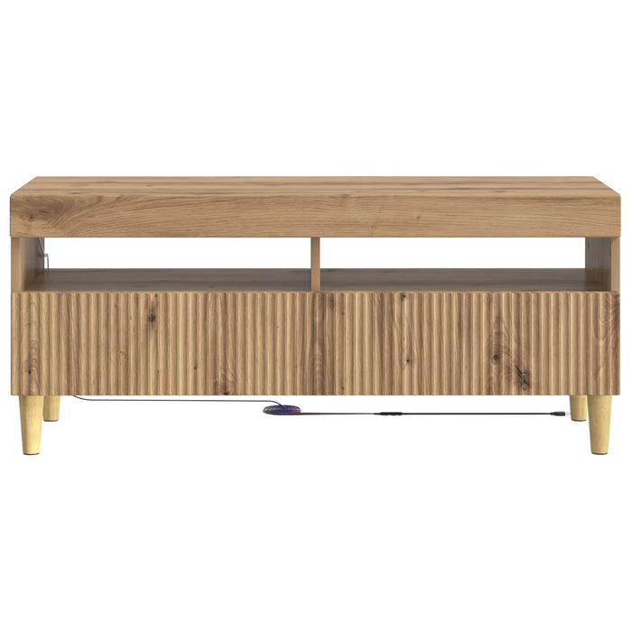 Cabinet TV cu LED Stejar Artizanal Lemn prelucrat WALTI