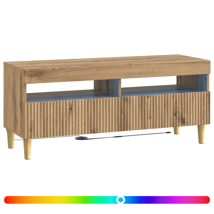 Cabinet TV cu LED Stejar Artizanal Lemn prelucrat WALTI