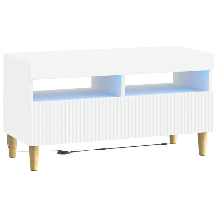 Cabinet TV cu LED Alb Lemn prelucrat WALTI
