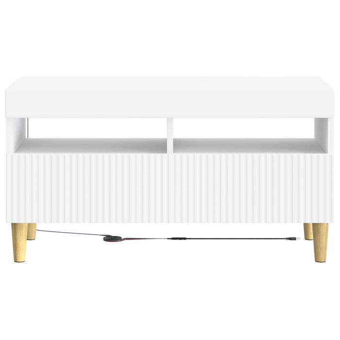 Cabinet TV cu LED Alb Lemn prelucrat WALTI