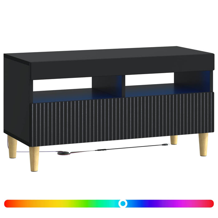 Cabinet TV cu LED Negru Lemn prelucrat WALTI