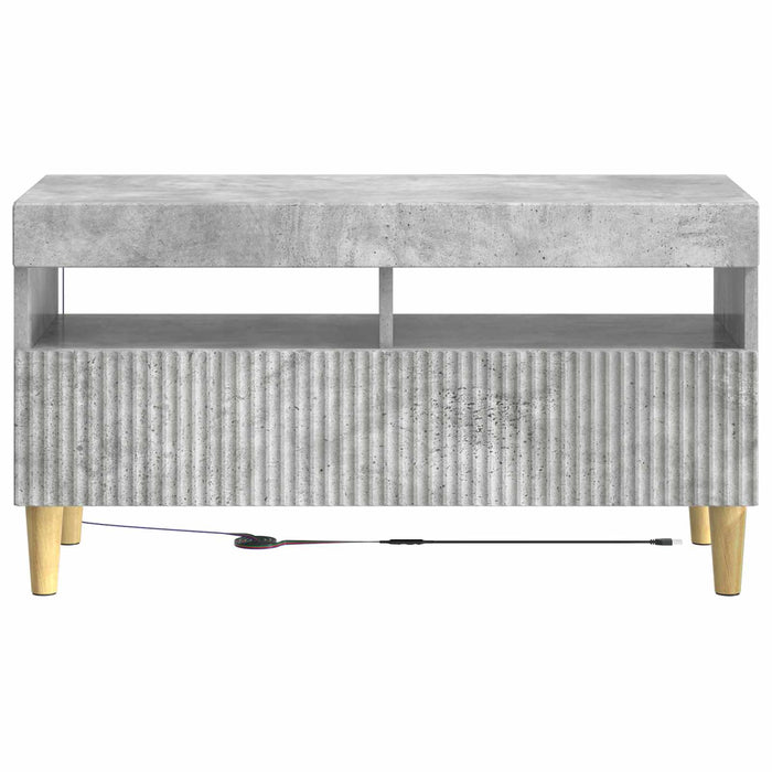 Cabinet TV cu LED Gri Beton Lemn prelucrat WALTI
