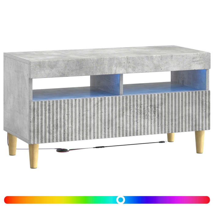 Cabinet TV cu LED Gri Beton Lemn prelucrat WALTI