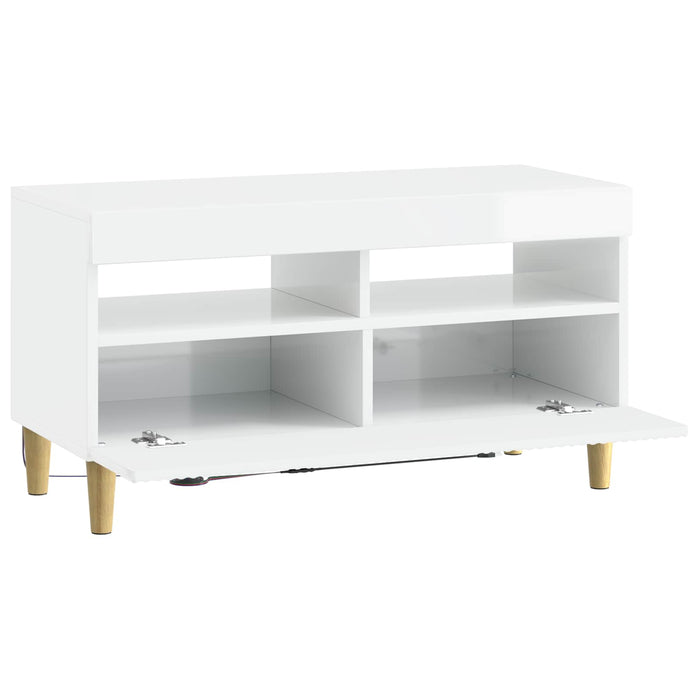 Cabinet TV cu LED Alb foarte lucios Lemn prelucrat WALTI