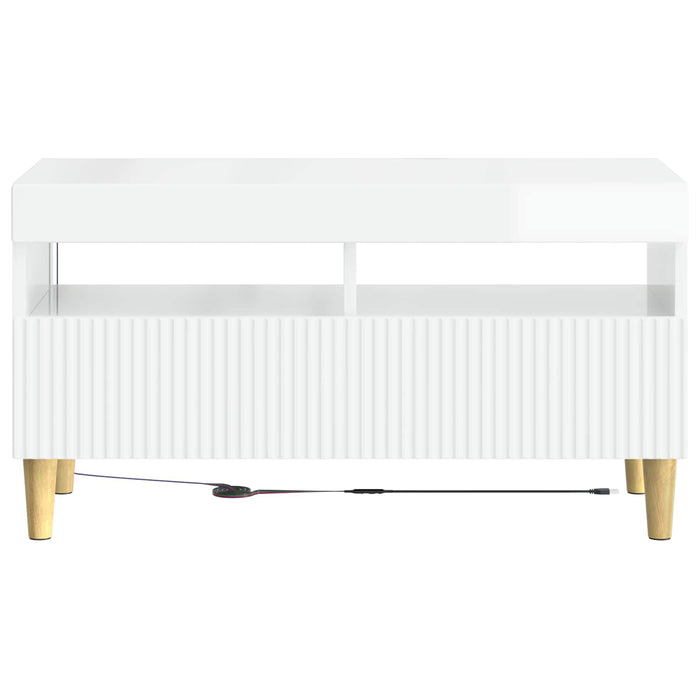 Cabinet TV cu LED Alb foarte lucios Lemn prelucrat WALTI