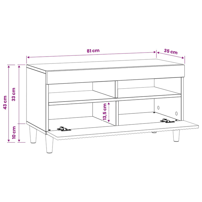 Cabinet TV cu LED Stejar Artizanal Lemn prelucrat WALTI