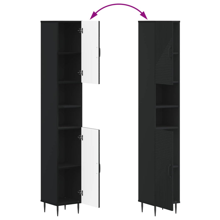 Cabinet de Baie cu Raft Deschis HAARLEM Negru 30 x 31 x 190 cm WALTI