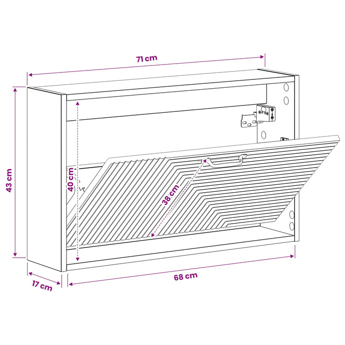 Dulap pentru pantofi montat pe perete HAARLEM 71 x 17 x 43 cm WALTI