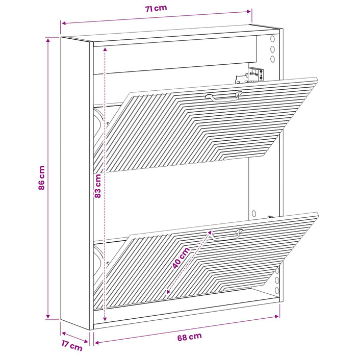 Dulap pentru pantofi montat pe perete HAARLEM 71 x 17 x 86 cm WALTI