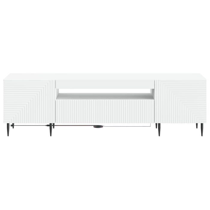 Cabinet TV cu LED Alb Lemn prelucrat WALTI
