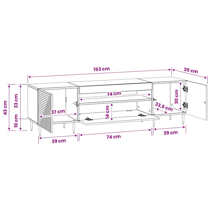 Cabinet TV cu LED Alb Lemn prelucrat WALTI