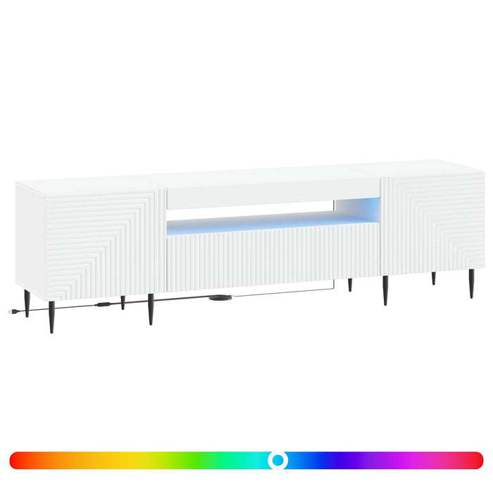 Cabinet TV cu LED Alb Lemn prelucrat WALTI