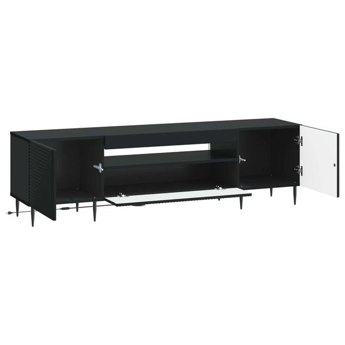 Cabinet TV cu LED Negru Lemn prelucrat WALTI