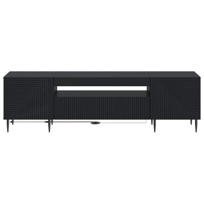 Cabinet TV cu LED Negru Lemn prelucrat WALTI