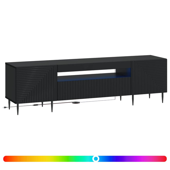 Cabinet TV cu LED Negru Lemn prelucrat WALTI