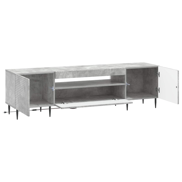 Cabinet TV cu LED Gri Beton Lemn prelucrat WALTI