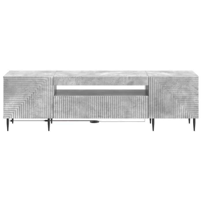 Cabinet TV cu LED Gri Beton Lemn prelucrat WALTI