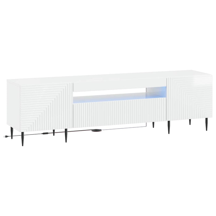 Cabinet TV cu LED Alb foarte lucios Lemn prelucrat WALTI