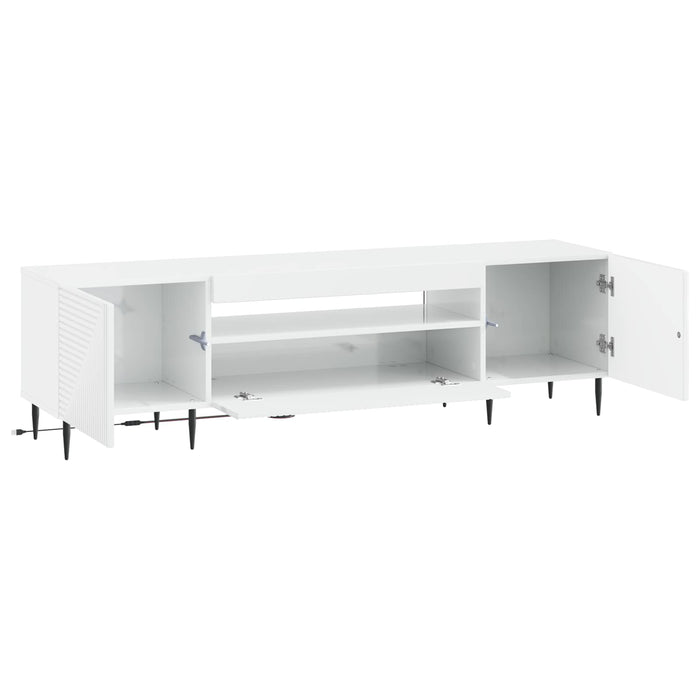 Cabinet TV cu LED Alb foarte lucios Lemn prelucrat WALTI