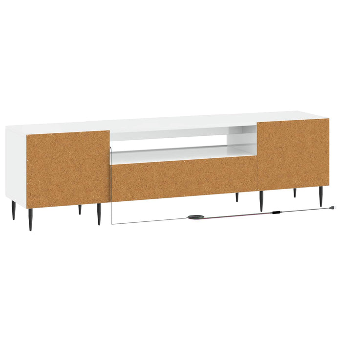 Cabinet TV cu LED Alb foarte lucios Lemn prelucrat WALTI