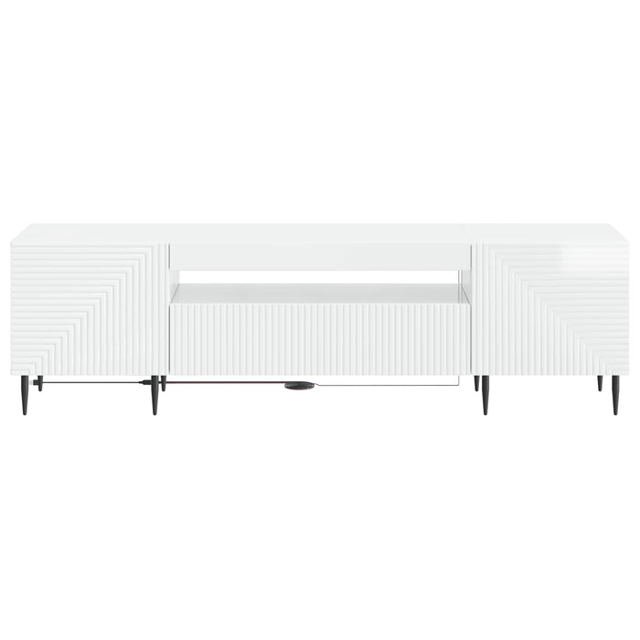 Cabinet TV cu LED Alb foarte lucios Lemn prelucrat WALTI