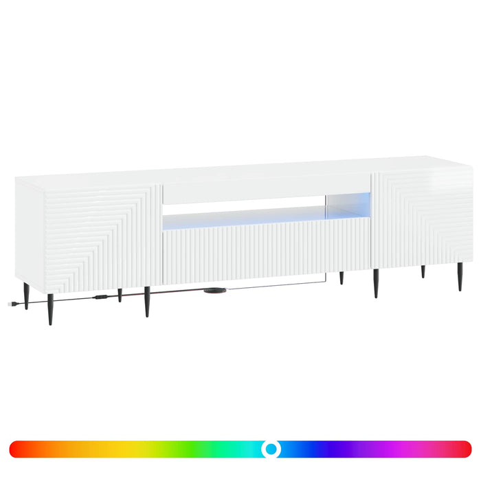 Cabinet TV cu LED Alb foarte lucios Lemn prelucrat WALTI