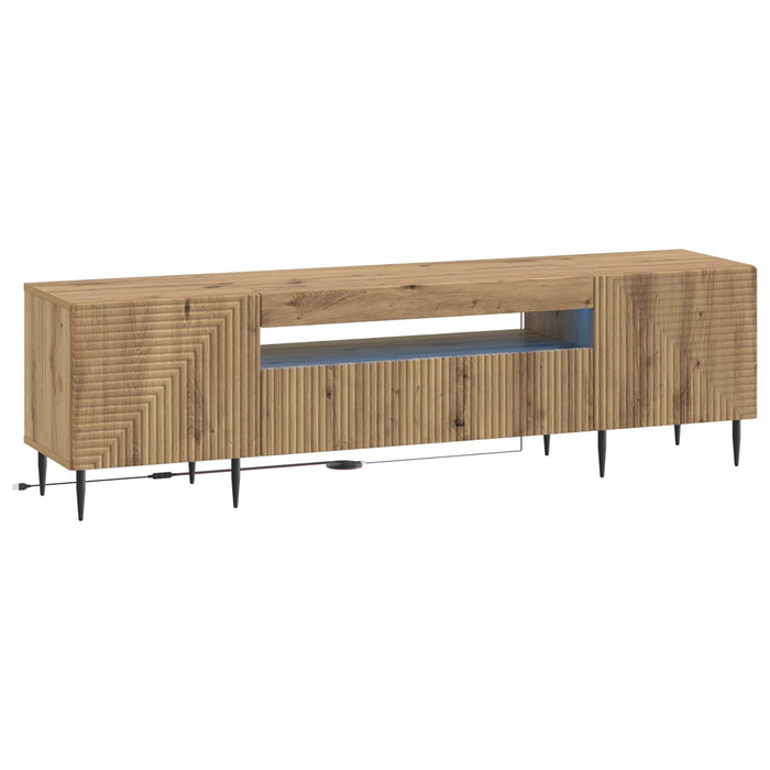 Cabinet TV cu LED Stejar Artizanal Lemn prelucrat WALTI