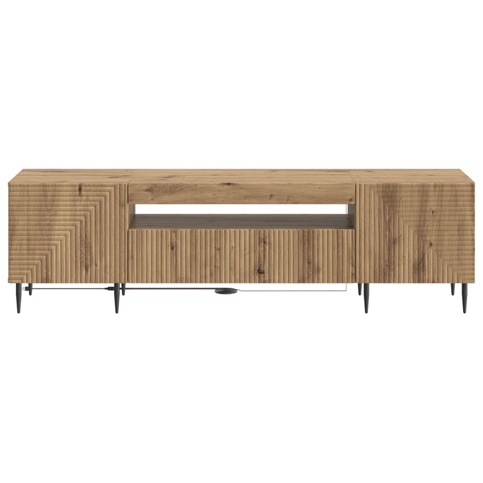 Cabinet TV cu LED Stejar Artizanal Lemn prelucrat WALTI