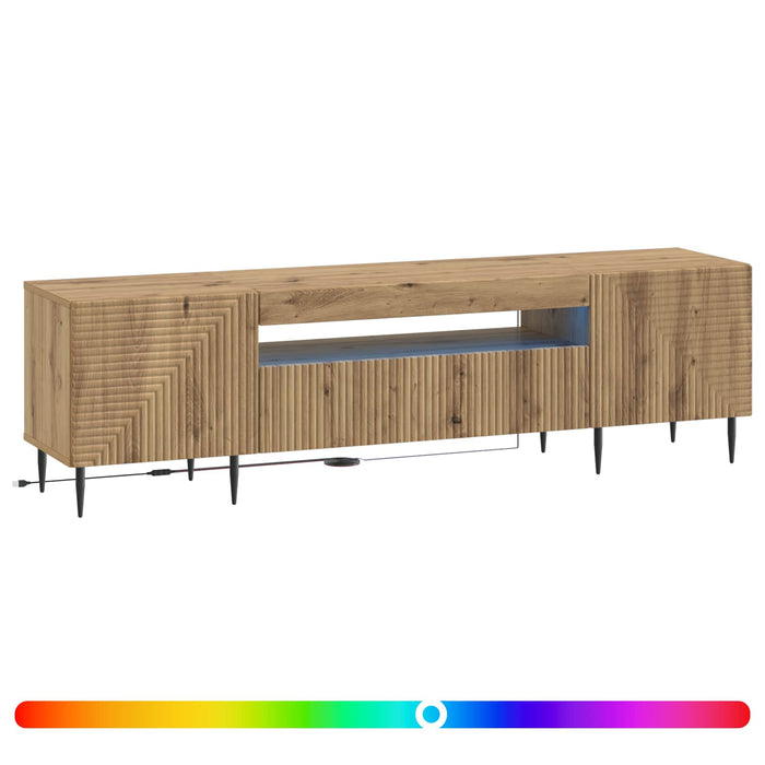 Cabinet TV cu LED Stejar Artizanal Lemn prelucrat WALTI