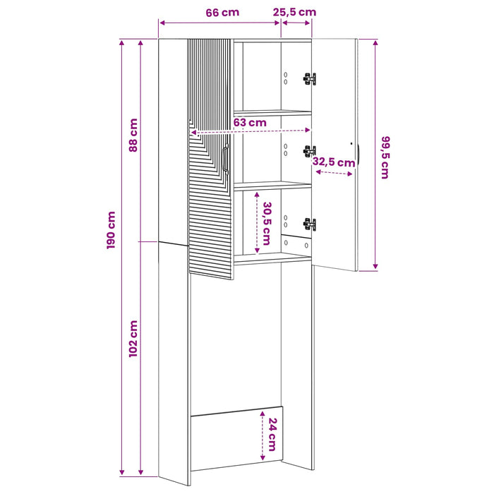 Dulap pentru toaletă HAARLEM Stejar Sonoma 66 x 25,5 x 190 cm WALTI