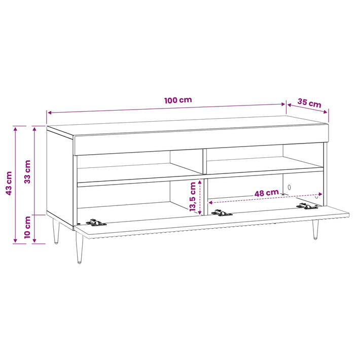 Cabinet TV cu LED Alb Lemn prelucrat WALTI