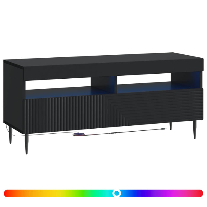 Cabinet TV cu LED Negru Lemn prelucrat WALTI