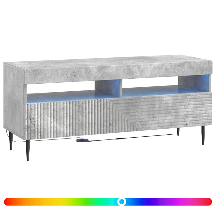 Cabinet TV cu LED Gri Beton Lemn prelucrat WALTI