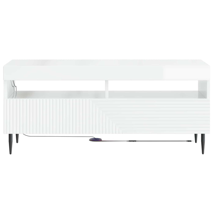 Cabinet TV cu LED Alb foarte lucios Lemn prelucrat WALTI