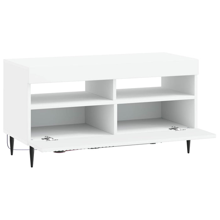 Cabinet TV cu LED Alb Lemn prelucrat WALTI
