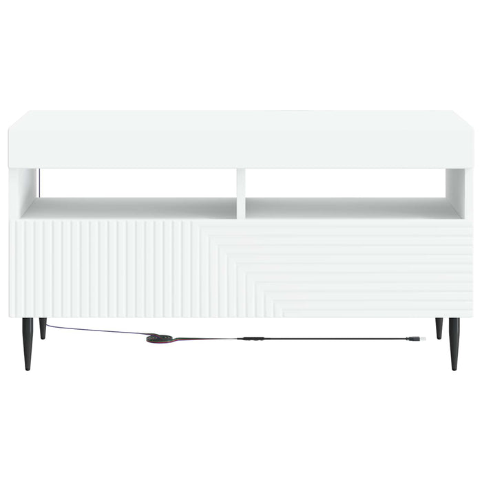Cabinet TV cu LED Alb Lemn prelucrat WALTI