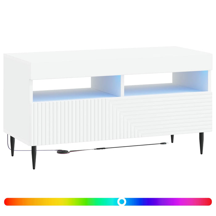 Cabinet TV cu LED Alb Lemn prelucrat WALTI