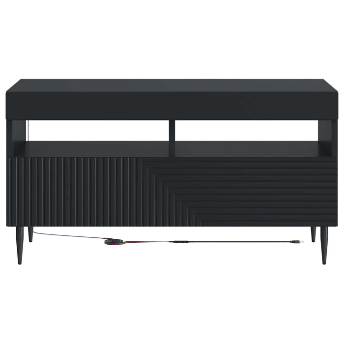 Cabinet TV cu LED Negru Lemn prelucrat WALTI