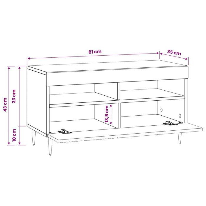 Cabinet TV cu LED Negru Lemn prelucrat WALTI