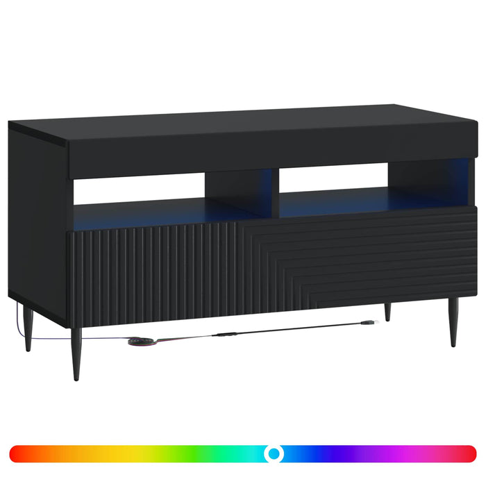 Cabinet TV cu LED Negru Lemn prelucrat WALTI