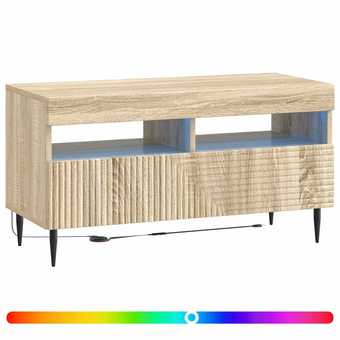 Cabinet TV cu LED Stejar Sonoma Lemn prelucrat WALTI