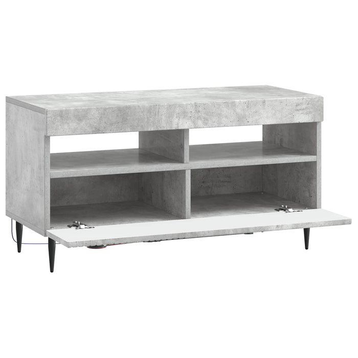Cabinet TV cu LED Gri Beton Lemn prelucrat WALTI